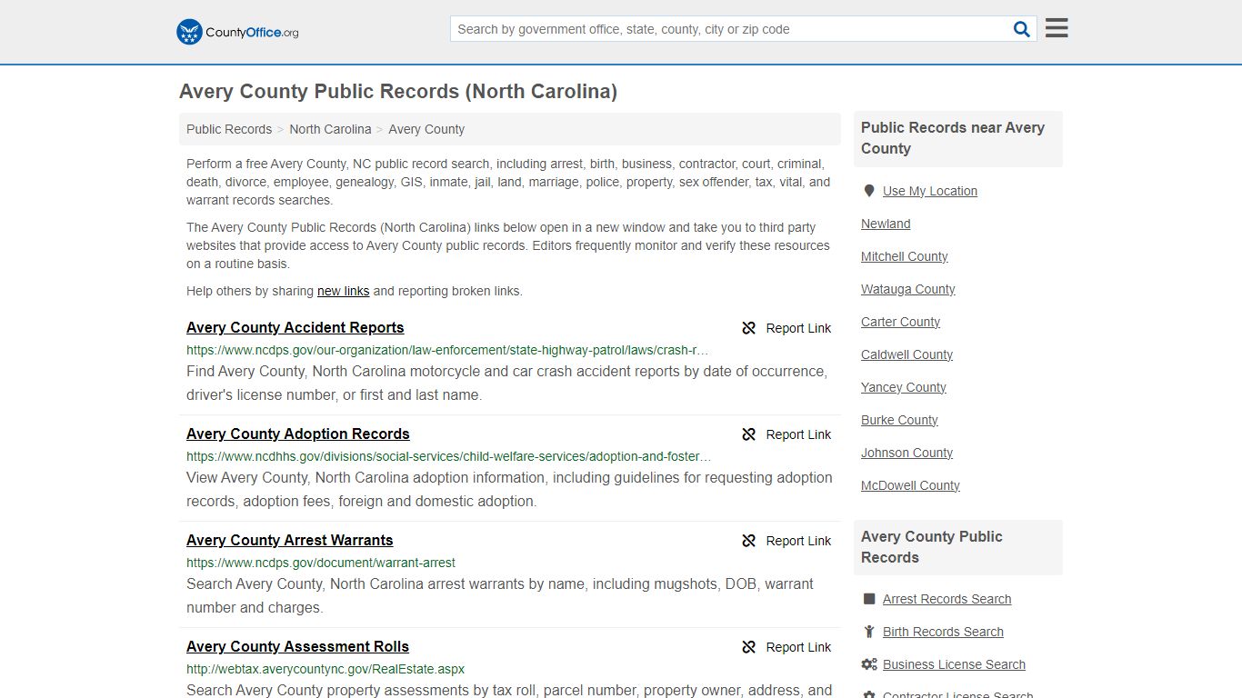 Avery County Public Records (North Carolina) - County Office
