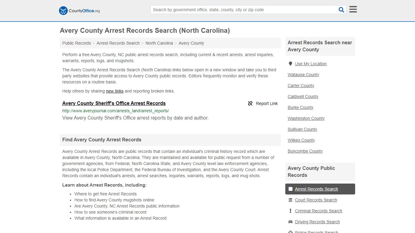 Arrest Records Search - Avery County, NC (Arrests & Mugshots)